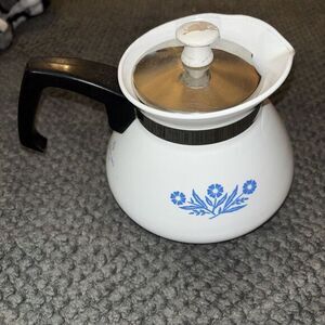 Vintage Corning Ware Cornflower Blue 4 Cup Coffee Stove Top‎ Tea Pot W Lid Clean